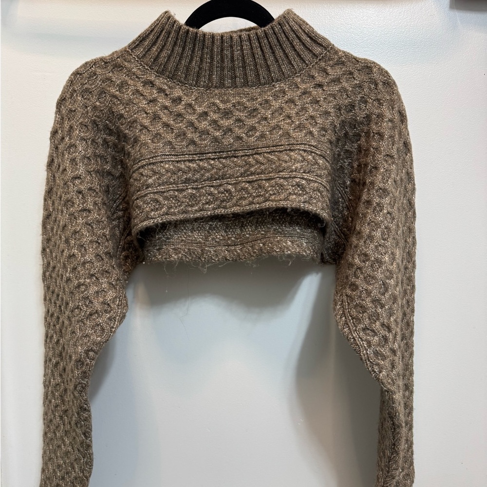 Anthropologie Astr Cable-Knit Sweater Shrug